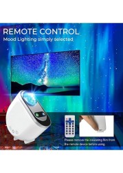 جهاز عرض Galaxy Aurora – جهاز عرض النجوم 3 في 1 LED Northern Lights مع 6 خيارات للضوضاء البيضاء ومكبر صوت بلوتوث جهاز عرض Starry Moonlight