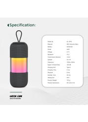 سماعة بورتابل RGB جرين لايون تشينج برو، بطارية 4000 مللي أمبير، قوة 20 واط، مقاومة للماء IPX7، صوت عميق، مكبر صوت 52 مم، 6 ساعات تشغيل، استريو لاسلكي حقيقي، بلوتوث V5.3 - أسود

