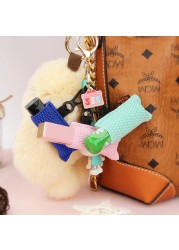 Desing Wish 6 PCS Chapstick Holder Keychain Elastic Sleeve Chapstick Keychain Holder for Lip Balms/Lip Gloss/Lipsticks, Lip Balm Holder Sleeves (Green/Pink/Beige/Black/Red/Blue)