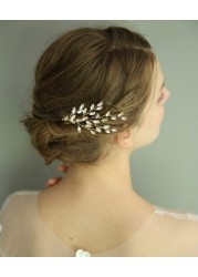 fxmimior Wedding Comb Crystal Leaf Hair Comb Bridal Headpiece for Women Silver 10 cm 65 cm 1 Count