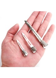 65Pcs Duck Billed Hair Clips for Styling Sectioning Metal Silver Alligator Clips for Women 3 Sizes for Roller Pin Curl Loc Clips for Retwist Salon Barber Bows DIY