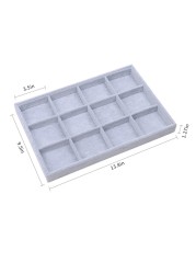 Stackable 12 grid Grey Velvet Jewelry Tray Showcase Removable Display Storage Box for Girls Women