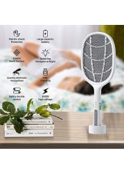 Doreen 650mAh USB Rechargeable Mosquito Bat Bug Zapper 3000Volt Indoor &amp; Outdoor Electric Fly Swatter Racket&amp;Lamp 2 in 1 for Home Bedroom Kitchen Office Backyard Patio（LH087A）
