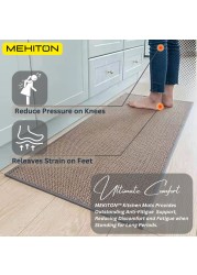 MEKITON - Set of 2 PCs Premium Anti-Fatigue, Non-Skid Natural Rubber Kitchen Floor Mats, Washable Runner Rugs for Kitchen Floor Front of Sink, Laundry Room 45X120CM + 45X75CM (Oats)