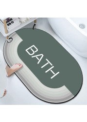 Diatom Mud Anti Slip Bathroom Mat With Printed Design Stylish &amp; Super Absorbent With Soft Material (50X80)
