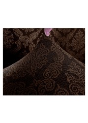 Jacquard Fabric Stretchable Two Seater Sofa Cover Chocolate Brown