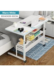 Jjone Laptop Desk Table With 2-Tier Storage Shelves &amp; Wheels, Workstation Study Laptop Table For Home Office (Sc11-White)