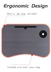 Lushh laptop deskFolding Bed Table Laptop Desk with iPad and Cup Holder Adjustable Lap Tray Notebook Stand foldable watch moveiies -Black
