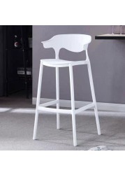 Jeffcoco Furniture Bar Stool, High Bar Chair Leisure Chair Bar Stool Outdoor Chair Home Bar Stool Plastic Chair Outdoor 4 leg High Chair (White)