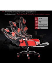 Gaming Chair, Video Gaming Chair, PU Leather High Back Ergonomic Swivel Racing Computer Chair Task Chair, Rolling Office Chair with Lumbar Support and Retractible Footrest for Gaming and Relax (Red)