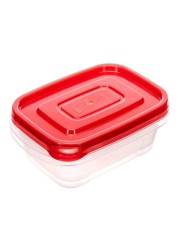 Lock &amp; LockEZ Lock Easy Plastic Rectangular Food Container HLE6304 Clear/Red 520ml 2 PCS