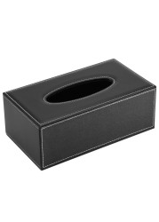 KINGFOM Rectangular PU Leather Tissue Box Cover Facial Tissue Paper Napkin Holder for Bathroom Home Office Car Automotive Decoration with Magnetic BottomBlack