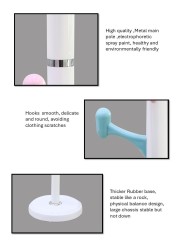 Arfan Freestanding Coat Rack &ndash; Metal Clothing Hanger with 8 Multi-Color Hooks Easy Assembly for Entryway, Bedroom &amp; Hallway Coat Stand for Hats, Bags, Clothes &amp; Umbrellas (White)
