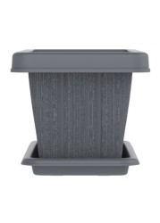 Cosmoplast Cedargrain Rectangular Planter With Tray Grey 18inch
