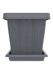 Cosmoplast Cedargrain Rectangular Planter With Tray Grey 30inch