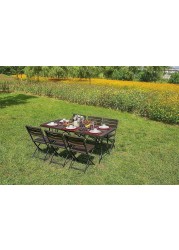 LANNY Set of 4 Folding/Foldable Plastic Dining Chair Water proof Sun proof Patio/Garden Leisure Chair for Outside/Outdoor or Inside/Indoor Wood Design 45cm height of seat -YC043 Brown