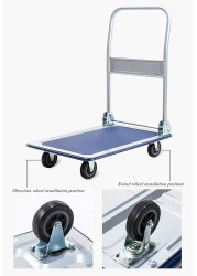 Showay Heavy Duty Folding Trolley Cart 150Kg Platform Flat Hand Barrow Sack Warehouse Folding Platform Trolley