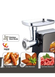 Radiotronics Electric Meat Mincer Grinder, Sausage Maker, Food Slicer 6-in-1 Powerful Electric Meat Mincer Machine, 3 Different Cutting Plates/Vegetable Slicer/Grater Attachments for Home Use
