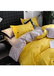 GOLDEN HOME 6-Piece King Size Duvet Cover Set, 1 Duvet Cover + 1 Fitted Sheet + 4 Pillow Cases, Microfibre, Muesli