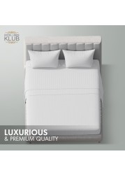 Klub Linen 3PC Striped Fitted Sheet Set, Ultra Soft Microfiber Bedding Set - 1 Fitted Sheet Single (90x190cm) with Deep Pocket and 2 Pillowcases (50 x 75 cm), White