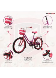 Mogoo Pearl Kids Road Bike With Basket For 4-10 Years Old Girls, Adjustable Seat, Handbrake, Mudguards, Reflectors, Rear Carrier, Gift For Kids, 16/20 Inch Bicycle With Training Wheels
