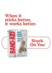 BandAid Brand Pro Heal Adhesive Bandages with Hydrocolloid Gel Pad Clinically Tested Better Healing of Minor Wounds Waterproof Bandages Sterile First Aid Bandages All One Size 10 ct