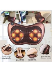 Generic Shiatsu Multifuction Massage Pillow With 8 Massager Heads Heater Neck Shoulder Body Electric Massager Home, Office, Car, Bed Use