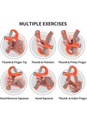 Hand Grips Strengthener with Counter, Adjustable Grip Strength Trainer, Hand Exerciser with Stainless Steel Spring, Non-Slip Gripper, Gripster for Strong Wrists, Fingers, Forearm, Hands, Arm (Orange)