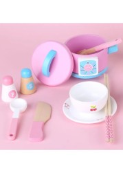 مجموعة أواني الطهي الخشبية الجديدة من Play Kitchen للأطفال - مجموعة ألعاب طبخ واقعية للأطفال، تتضمن أواني الطهي والمقالي وأدوات الطهي،