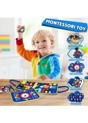 Sybil&#39;s Busy Books for Kids Montessori Preschool Activity Books for Toddlers and Kids 3-5 Years Children Educational Toys With Zipper Basic Skills Development Busy Board (Little Explorers Blue)