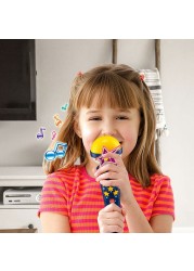 Kidwala Karaoke Blue Microphone Built In Music And Flashing Light Sing Along Mic With Battery Music Exploration Mic Third Gear Adjustment Mic Let&#39;s Sing Together Mic Toy For Girls