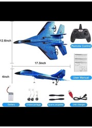Radiotronics Remote Control Airplane RC Glider for Beginner Adult Kids, Easy to Fly EPP Foam RC Aircraft Fighter with LED Light (BLUE)
