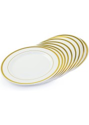 7.5&#39;&#39; White &amp; Gold Disposable Plastic Plates &ndash; 24g, Sturdy &amp; Elegant &ndash; Pack of 120 plates