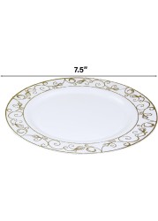 7.5&#39;&#39; White &amp; Gold Disposable Plastic Plates &ndash; 24g, Sturdy &amp; Elegant &ndash; Pack of 120 plates