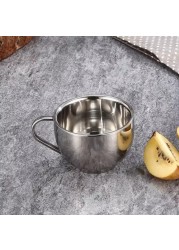 Liying 2Pcs Insulated Espresso Cup Stainless Steel Coffee Mugs Set (180ml), Double Walled Coffee Cup with Saucer and Spoon, Espresso Latte Cappuccino Milk Tea Cup
