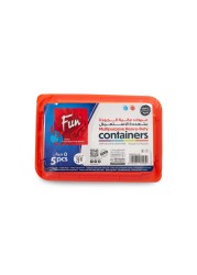 Fun Containers With Lid Clear And Red 828ml 5 PCS