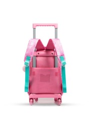Eazy Kids 16&quot; Set of 3 Trolley School Bag with Lunch Bag and Pencil Case Lama - Pink