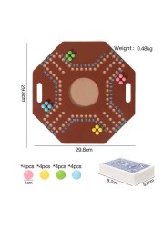 Wood Jackaroo Board Game flying chess Wooden with 6 Colors 24 Marbles 6 Dice Foldable Original Game Set