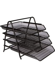 Generic Hi-Range A4 Metal Tray Office Desk Organiser Paper Office Mesh Document Basket File Paper Tray Letter Organiser Holder Desktop Accessories-4 Tires