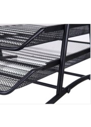 Lavish Desk Deposit Tray 3 Layer, A4 Letter Paper Document Wire Mesh Storage Organizer, Black