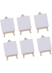 Generic 6 Sets Mini Canvas White Blank Small Canvas With Wooden Easel Canvas Panel Boards For Artist Painting Business Wedding Christmas Decoration