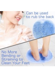 Pack of 2 Shower Foot Scrubber Mat Back Washer Back Exfoliating Bath Wash Pad Wall Mounted Slip Suction Cups Foot Scrubber for Use in Shower Cups Foot Cleaner for Men and Women&quot; Blue