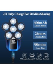 5-in-1 Electric Head Shaver for Bald Men &ndash; Cordless Men&rsquo;s Electric Razor, Bald Head Shaver, and Grooming Kit for Sensitive Skin, Wet/Dry Use