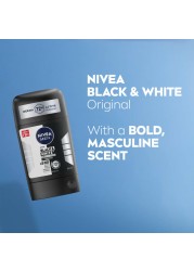 NIVEA MEN Black &amp; White Invisible Antiperspirant Deodorant Stick, Original, 72H Active Protection, 50ml, Pack of 2