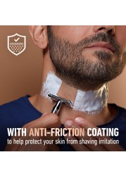 King C Gillette Safety Razor with Chrome Plated Handle and 5 Platinum Coated Double Edge Safety Razor Blade Refills