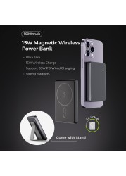 BRAVE 10,000mAh Magnetic Wireless Power Bank with Stand, 15W Wireless Portable Charger with 20W USB C Charging, MagSafe Battery for iPhone 16/16 Pro/16 Pro Max, Samsung S24/S23/S22 - BP-20