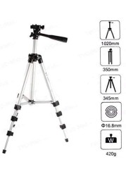 Adjustable Aluminium Alloy Tripod Stand Holder For Mobile Phones &amp; Camera, 360 Mm -1050 Mm, 1/4 Inch Screw + Mobile Holder Bracket