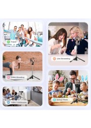 Selfie Stick with Wireless Remote and Built-In Tripod - Adjustable Phone Stand for iPhone &amp; Android, Portable Lightweight Selfie Stick with Extendable Design
