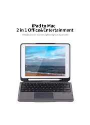 Generic-Black T207D Keyboard Case BT3.0 Detachable Backlight Keyboard Touchpad Replacement for iPad Pro 11(2018/2020)/iPad Air4 10.9（2020）