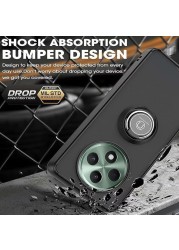 Case for Oppo Reno12 F Case Cover Metal Ring Holder Grip Kickstand Car Magnetic Mount Shockproof Matte Hard Back Bumper Case for Oppo Reno 12F (Green)